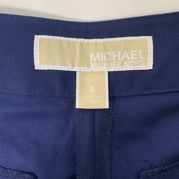 Michael Kors Dress Shorts Navy Blue Stretch Cotton Gold Buttons Size 8 - Picture 5 of 7